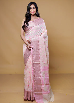 White Cotton Saree With Blouse Piece