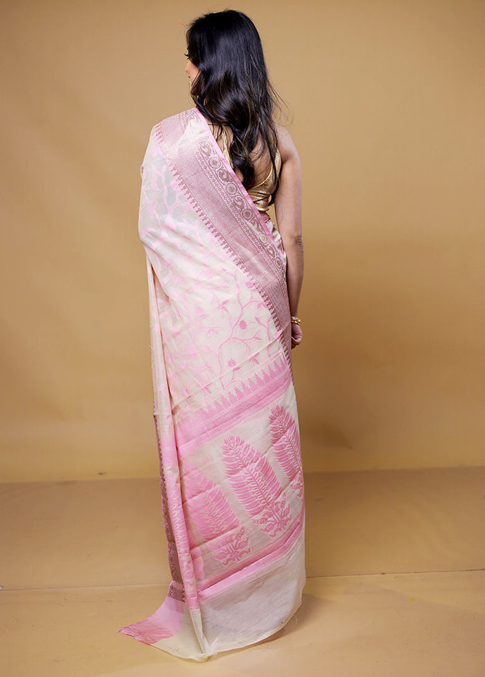 White Cotton Saree With Blouse Piece