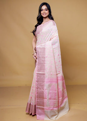 White Cotton Saree With Blouse Piece