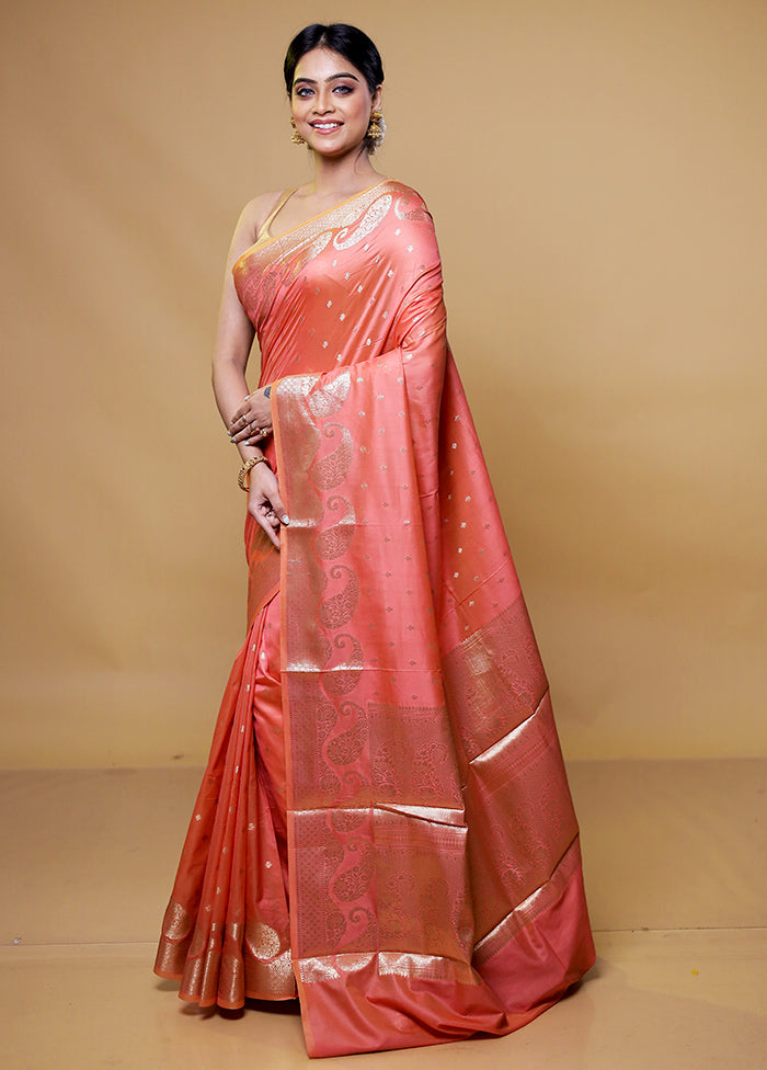 Pink Cotton Saree With Blouse Piece