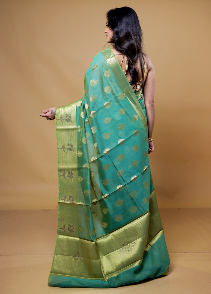 Green Kora Silk Saree With Blouse Piece