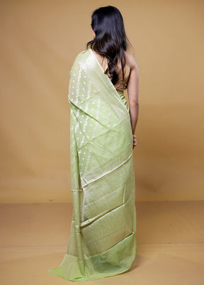 Green Kora Silk Saree With Blouse Piece