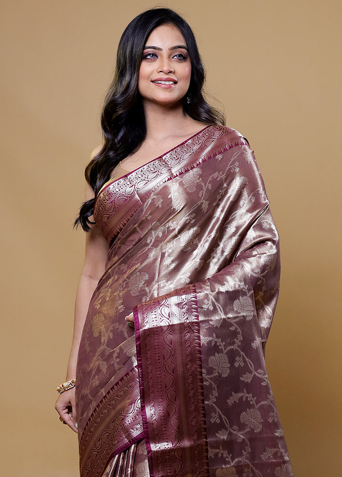 Purple Tissue Silk Saree With Blouse Piece