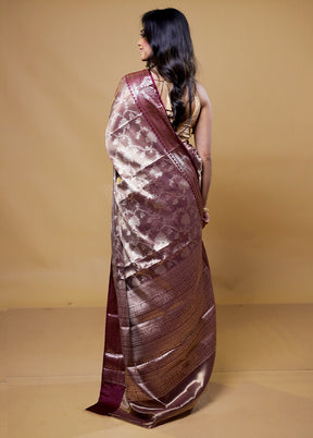 Purple Tissue Silk Saree With Blouse Piece