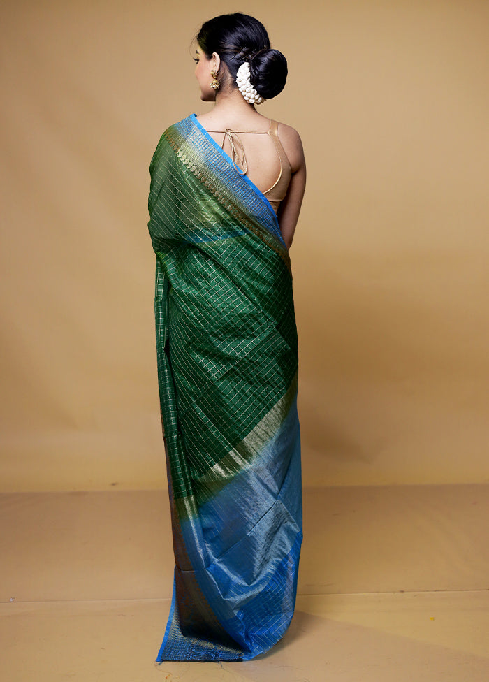 Green Kora Silk Saree With Blouse Piece