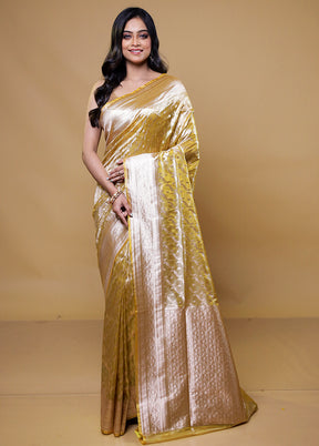 Yellow Tissue Silk Saree With Blouse Piece