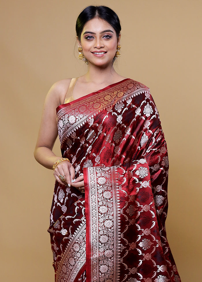 Maroon Katan Silk Saree With Blouse Piece