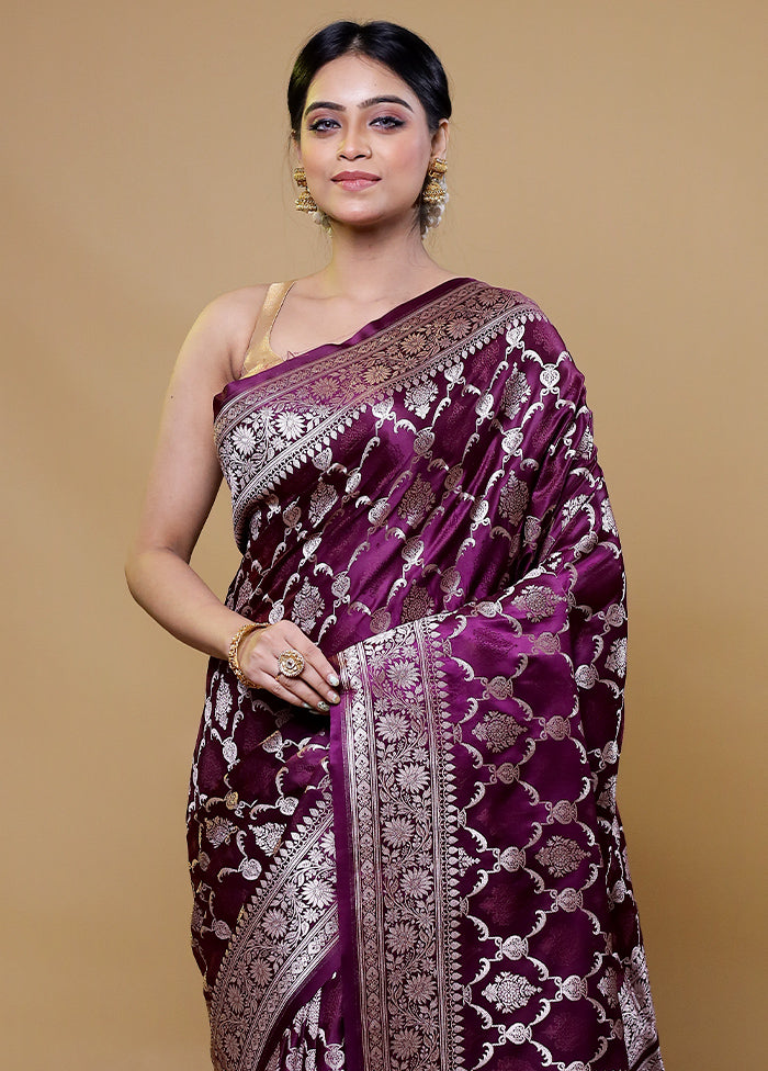 Purple Katan Silk Saree With Blouse Piece