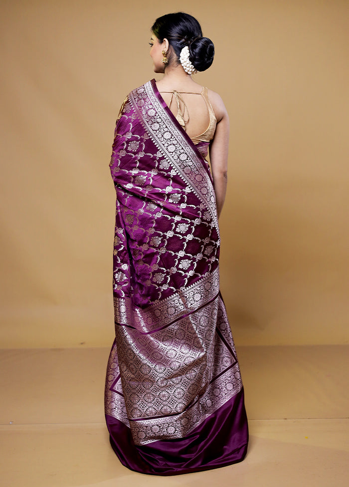 Purple Katan Silk Saree With Blouse Piece