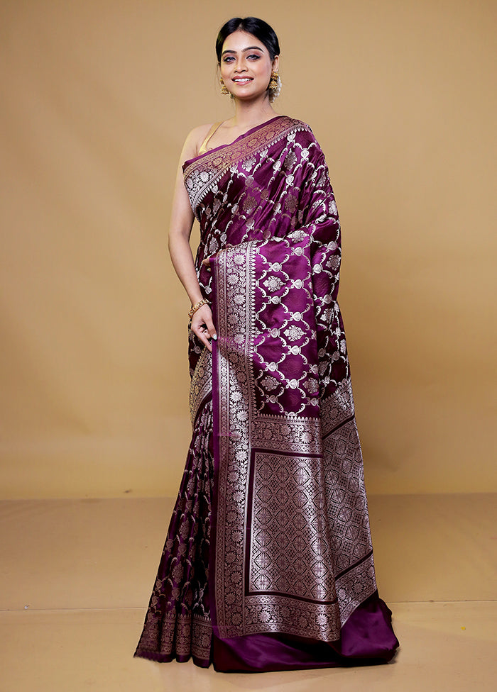 Purple Katan Silk Saree With Blouse Piece