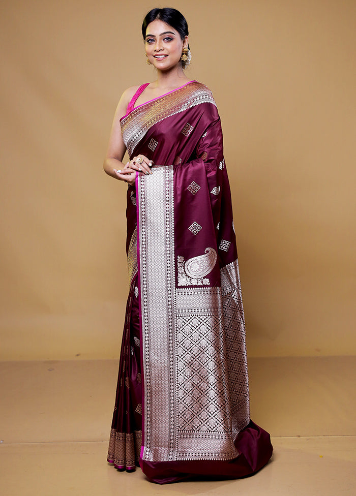 Purple Katan Silk Saree With Blouse Piece