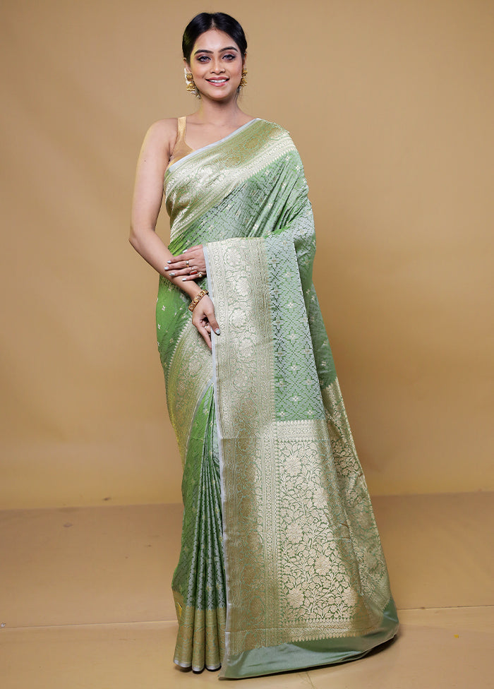 Green Katan Silk Saree With Blouse Piece