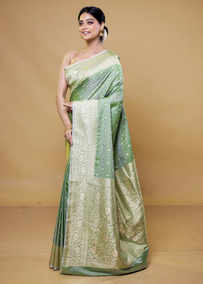 Green Katan Silk Saree With Blouse Piece