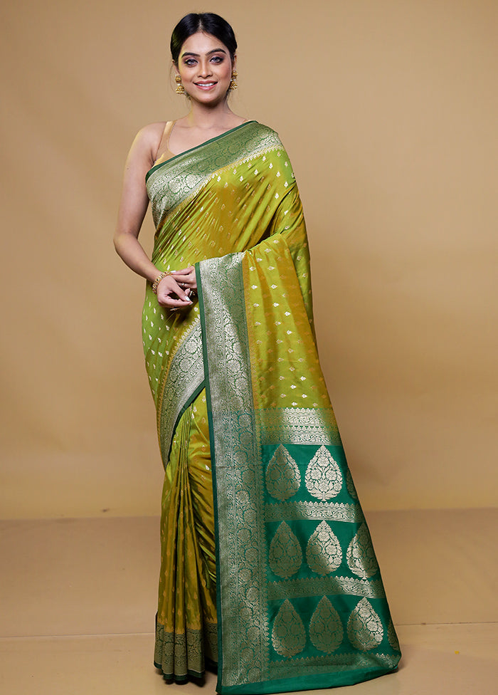 Green Katan Silk Saree With Blouse Piece