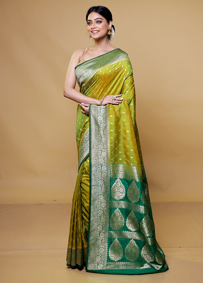 Green Katan Silk Saree With Blouse Piece