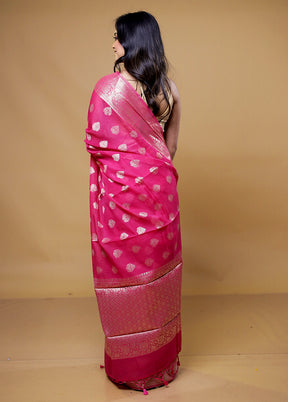 Pink Kota Cotton Saree With Blouse Piece