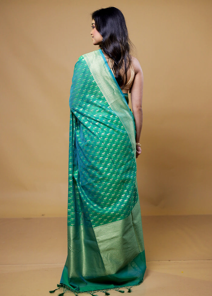 Green Kora Silk Saree With Blouse Piece