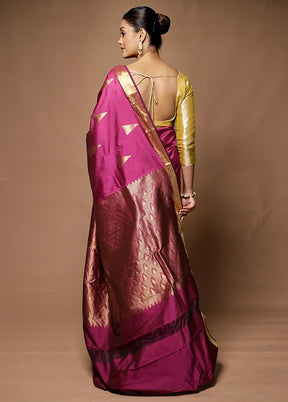 Purple Kanjivaram Silk Saree With Blouse Piece