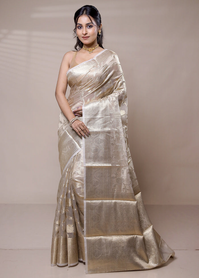 Cream Tissue Silk Saree With Blouse Piece