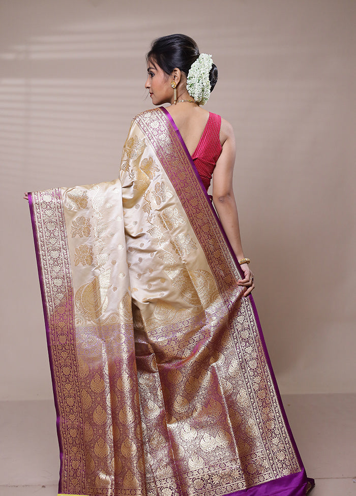 Golden Banarasi Silk Saree With Blouse Piece