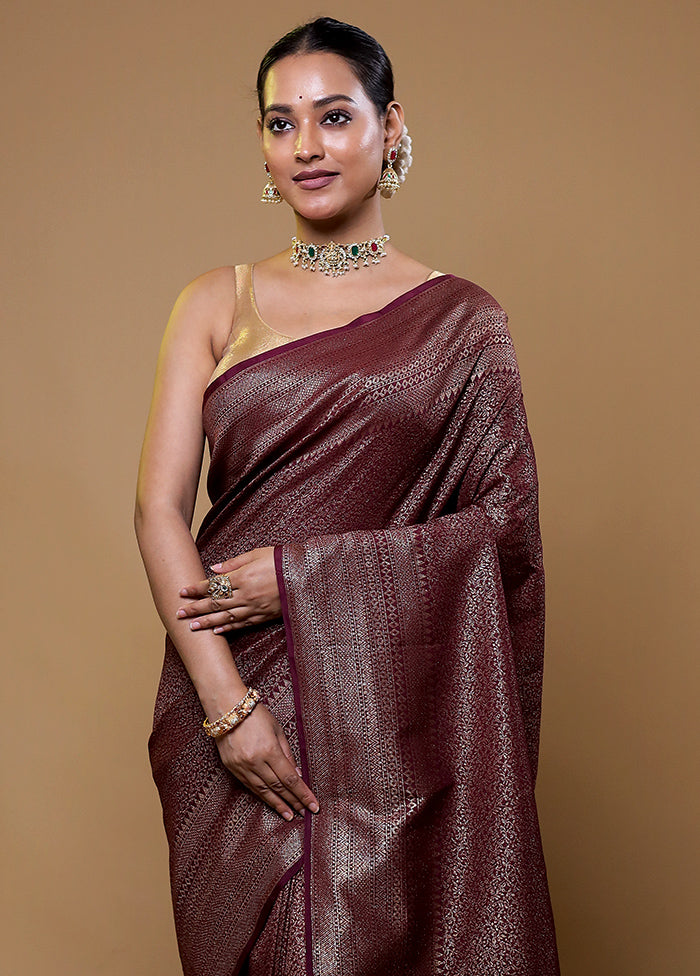 Maroon Georgette Saree With Blouse Piece