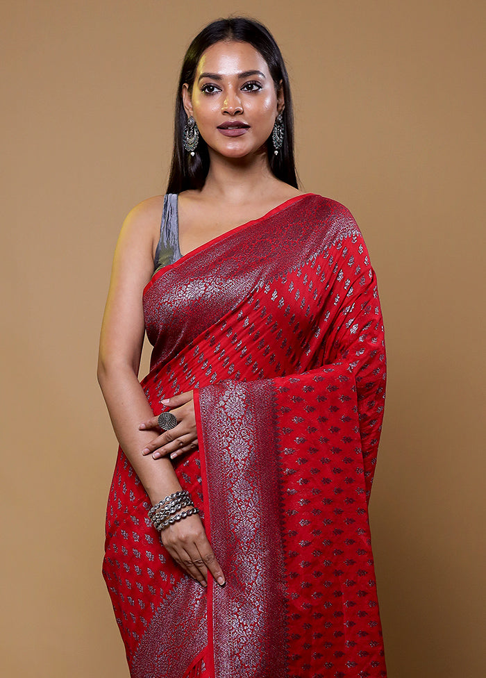 Red Georgette Saree With Blouse Piece