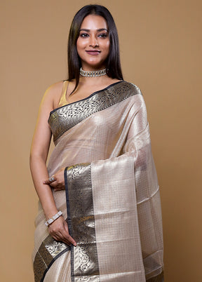 Cream Tissue Silk Saree With Blouse Piece