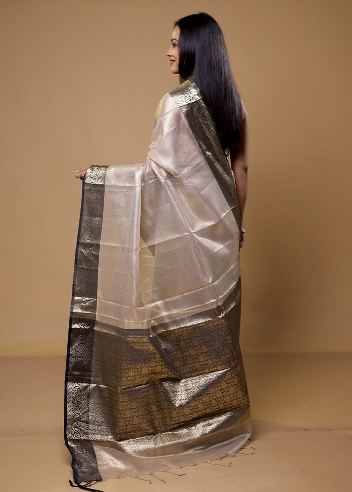 Cream Tissue Silk Saree With Blouse Piece