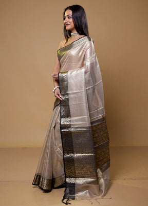 Cream Tissue Silk Saree With Blouse Piece