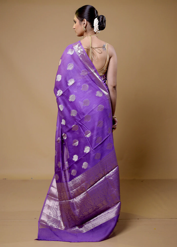 Purple Dupion Silk Saree With Blouse Piece