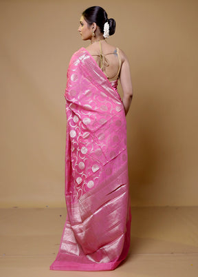 Pink Dupion Silk Saree With Blouse Piece