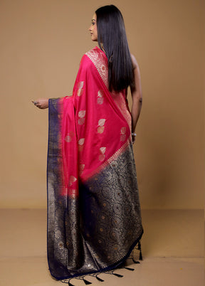 Pink Dupion Silk Saree With Blouse Piece