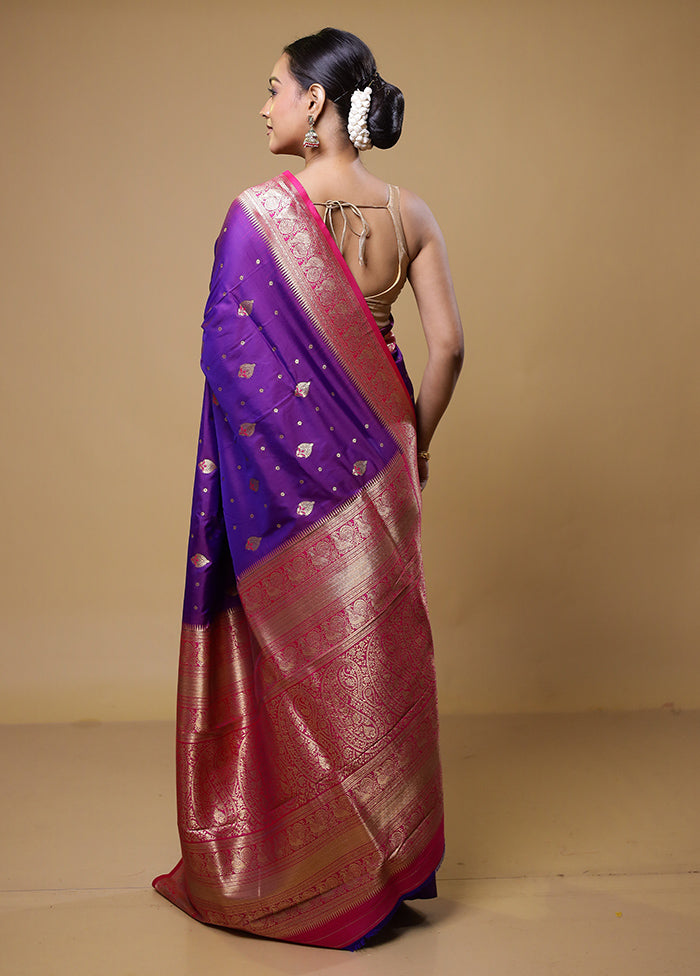 Purple Dupion Silk Saree With Blouse Piece