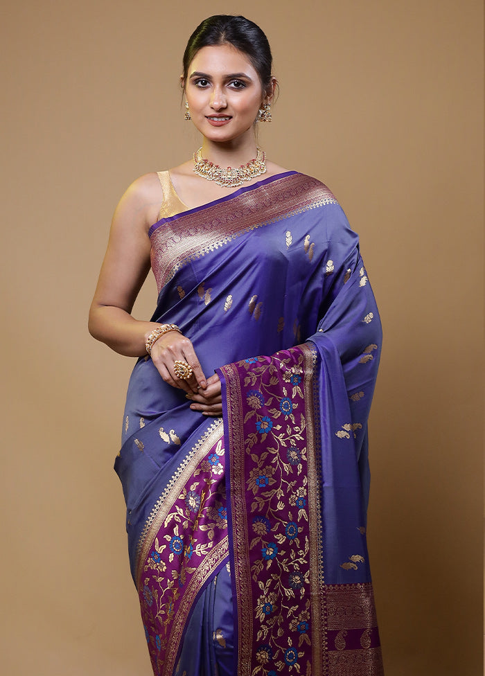 Purple Dupion Silk Saree With Blouse Piece