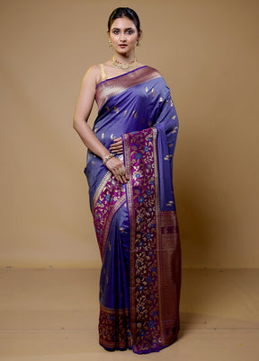 Purple Dupion Silk Saree With Blouse Piece