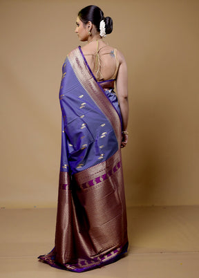 Purple Dupion Silk Saree With Blouse Piece