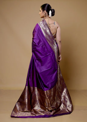 Purple Dupion Silk Saree With Blouse Piece