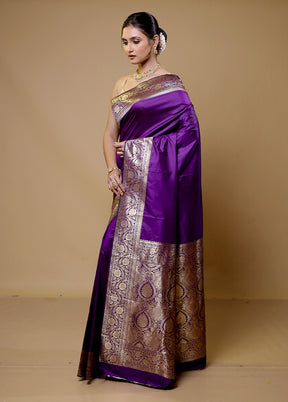 Purple Dupion Silk Saree With Blouse Piece