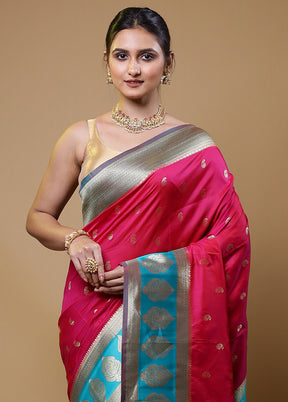 Pink Dupion Silk Saree With Blouse Piece