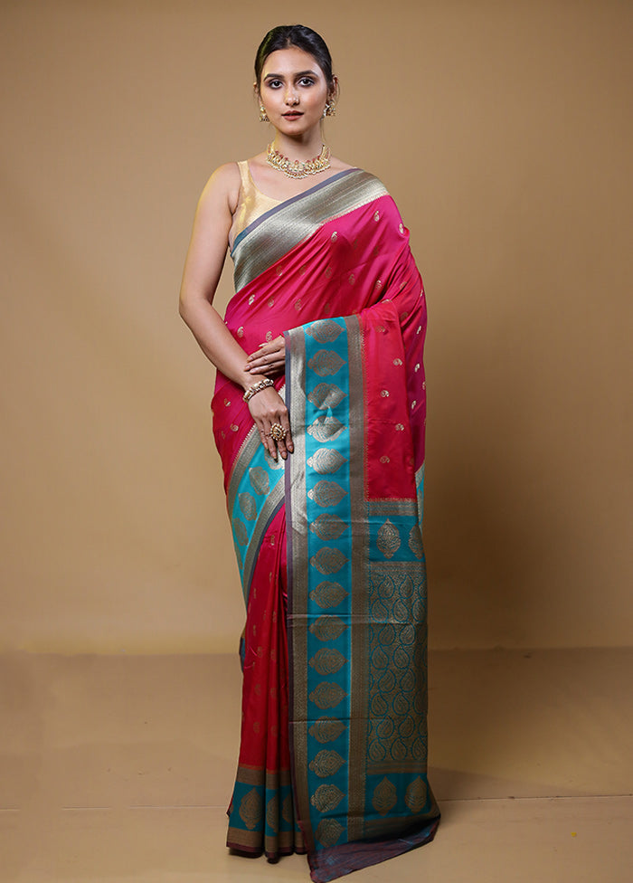 Pink Dupion Silk Saree With Blouse Piece