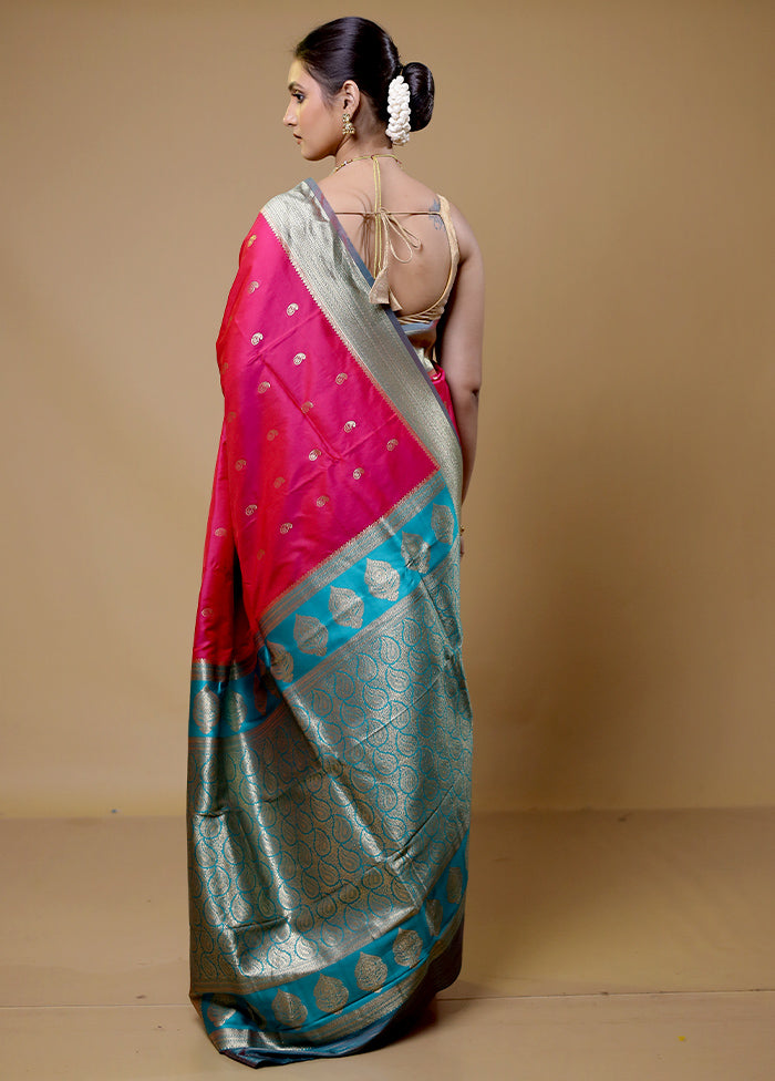 Pink Dupion Silk Saree With Blouse Piece