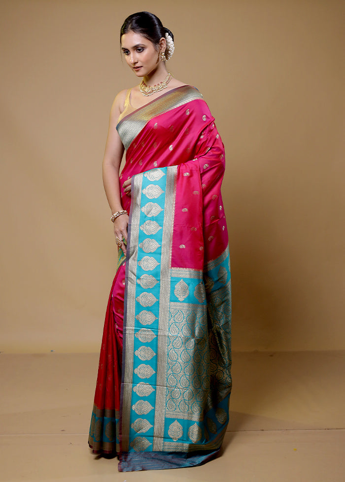 Pink Dupion Silk Saree With Blouse Piece