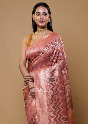 Pink Organza Saree With Blouse Piece