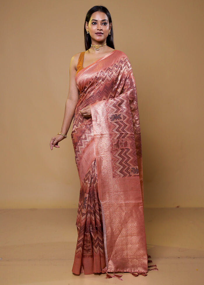 Pink Organza Saree With Blouse Piece