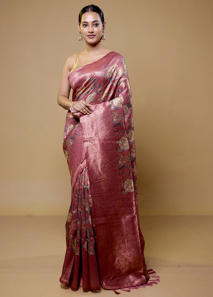 Pink Organza Saree With Blouse Piece