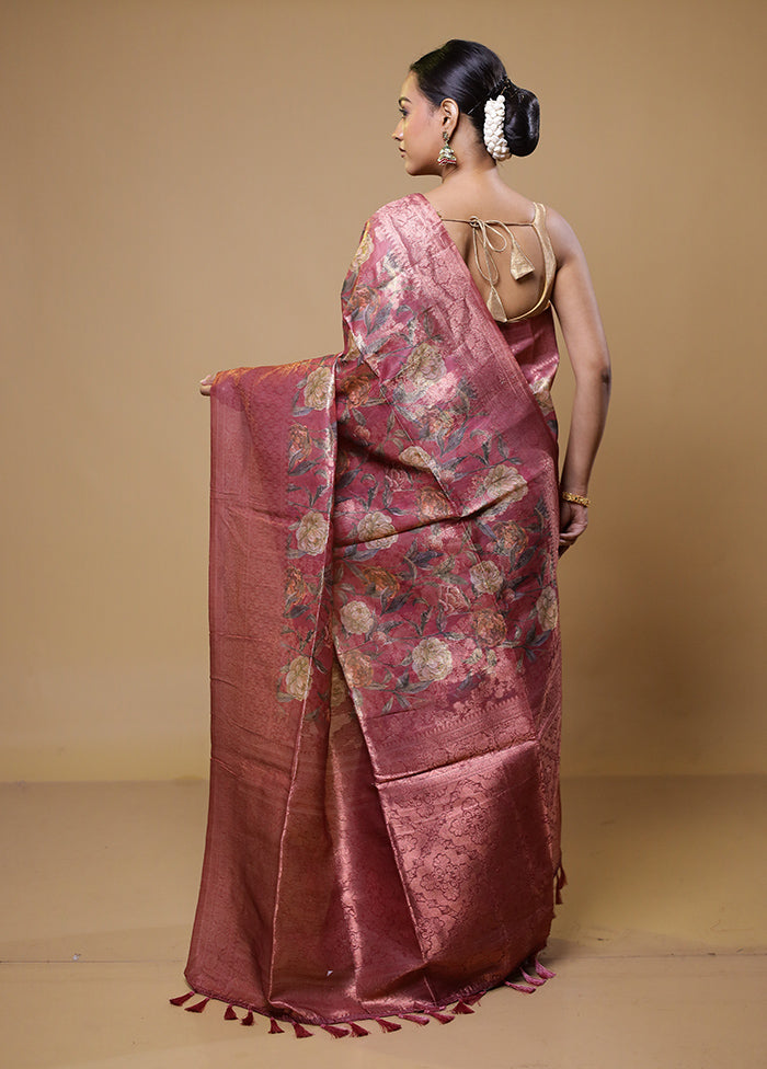 Pink Organza Saree With Blouse Piece