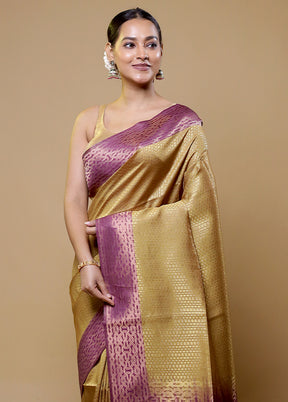 Cream Dupion Silk Saree With Blouse Piece