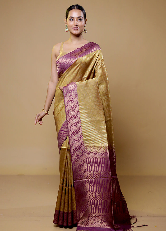 Cream Dupion Silk Saree With Blouse Piece