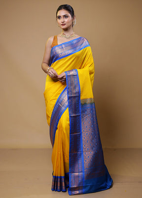 Yellow Kanjivaram Silk Saree With Blouse Piece