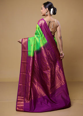 Green Kanjivaram Silk Saree With Blouse Piece